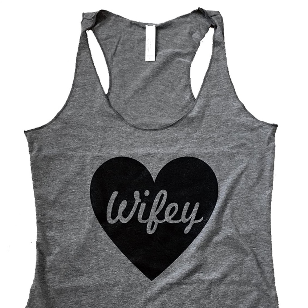 American Apparel Grey Racerback Wifey Tank Top